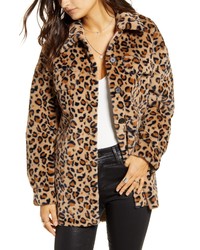 Vero Moda Safari Leopard Print Faux Fur Jacket