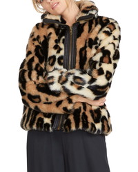 Volcom Faux Yo Info Leopard Faux Fur Jacket