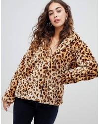 Glamorous Hooded Jacket In Leopard Print