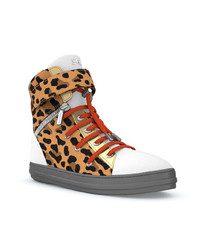 Tan Leopard High Top Sneakers