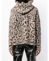 Laneus Leopard Print Hooded Sweater