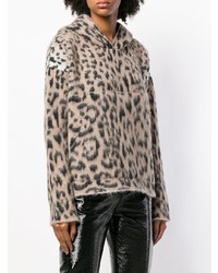Laneus Leopard Print Hooded Sweater