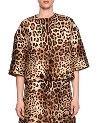 Dolce & Gabbana Jewel Embellished Leopard Print Jacket