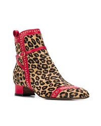 L'Autre Chose Leopard Pattern Ankle Boots