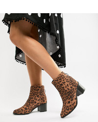 New Look Wide Fit Leopard Print Heeled Boot