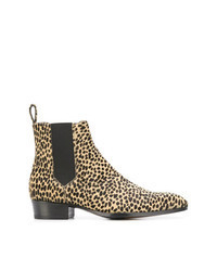 Tan Leopard Leather Chelsea Boots