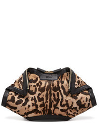 Alexander McQueen De Manta Leopard Print Calf Hair Clutch Bag