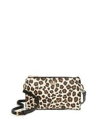 Tan Leopard Leather Crossbody Bag
