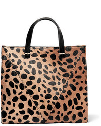 Clare Vivier Clare V Simple Mini Leopard Print Calf Hair And Textured Leather Shoulder Bag Leopard Print