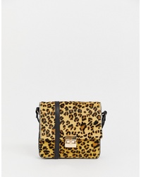 Urbancode Cross Body Bag In Leopard With Chain Strap