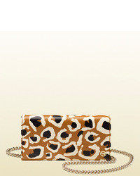 Gucci Leopard Print Leather Chain Wallet