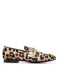 Tan Leopard Leather Loafers