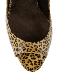 Brian Atwood Carla Leopard Print Patent Leather Pumps