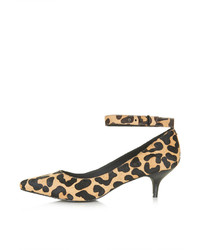 Topshop Leopard Pony Effect Leather Kitten Heels With Ankle Strap Heel Height Approximately 15 100% Leather Specialist Clean Only