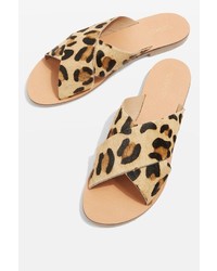 Topshop Holiday Cross Strap Leopard Sandals