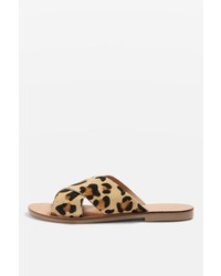 Topshop Holiday Cross Strap Leopard Sandals