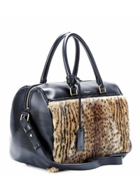 Saint Laurent Duffle 6 Leopard Print Fur And Leather Bowling Bag