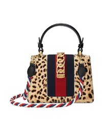 Gucci Leopard Sylvie Mini Pony Tote Bag