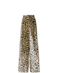 Tan Leopard Leather Wide Leg Pants