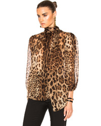 Dolce & Gabbana Chiffon Leopard Print Blouse