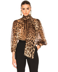 Dolce & Gabbana Chiffon Leopard Print Blouse