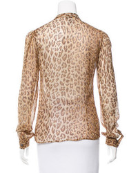 Dolce & Gabbana Dg Silk Leopard Print Blouse