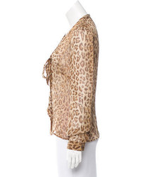 Dolce & Gabbana Dg Silk Leopard Print Blouse