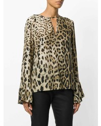 Cavalli Class Flared Sleeved Leopard Blouse