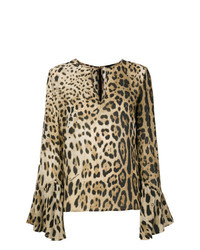 Cavalli Class Flared Sleeved Leopard Blouse