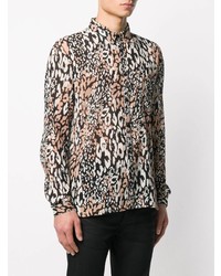 Saint Laurent Leopard Print Long Sleeved Shirt