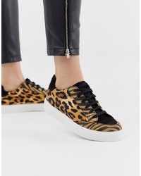 ASOS DESIGN Dove Lace Up Trainers In Leopard Mix