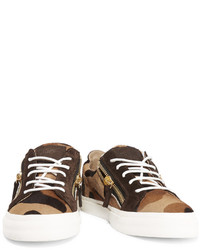 Giuseppe Zanotti Leopard Print Calf Hair And Suede Sneakers