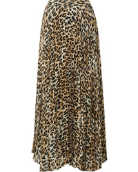 Tan Leopard Midi Skirt