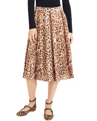 J.Crew Leopard Print Pleated Midi Skirt