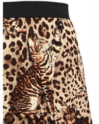 Dolce & Gabbana Leopard Printed Wool Cloth Mini Skirt