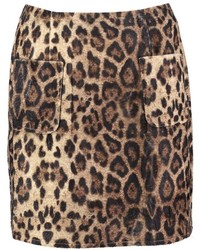 Boohoo Mischa Textured Woven Leopard A Line Mini Skirt