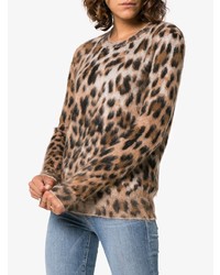 Saint Laurent Leopard Print Mohair Blend Sweater