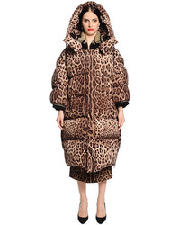 Dolce & Gabbana Oversized Leopard Nylon Puffer Jacket
