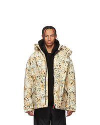Tan Leopard Puffer Jacket