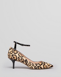 Enzo Angiolini Pointed Toe Pumps Galata Ankle Strap Leopard Print