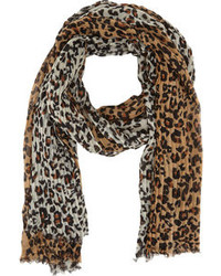 Barneys New York Leopard Print Wool Scarf