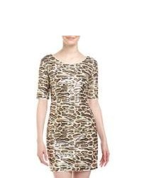PJK Lenny Leopard Sequin Shift Dress