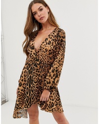 In The Style Leopard Print Asymmetric Wrap Dress