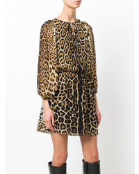 Saint Laurent Leopard Print Short Dress