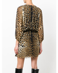 Saint Laurent Leopard Print Short Dress