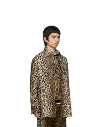 Versace Beige Cheetah Stud Shirt Jacket