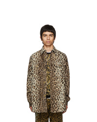 Versace Beige Cheetah Stud Shirt Jacket