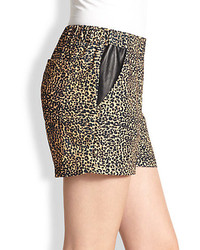 The Kooples Leopard Print Leather Shorts
