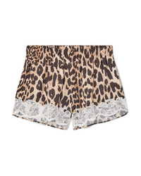 Paco Rabanne Med Leopard Print Charmeuse Shorts