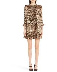 Dolce & Gabbana Dolcegabbana Leopard Print Stretch Silk Dress